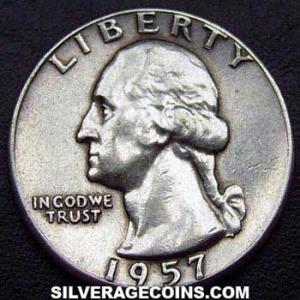 1957 rev B United States "Washington" Silver Quarter Dollar (Obverse)