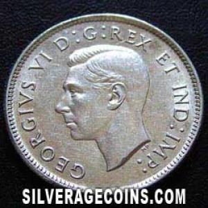 1940 George VI Canadian Silver 25 Cents (Obverse)