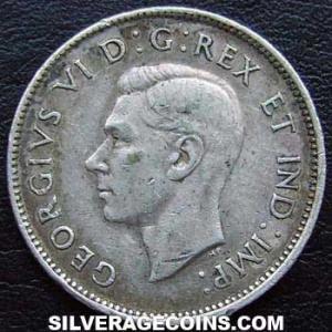 1941 George VI Canadian Silver 25 Cents (Obverse)