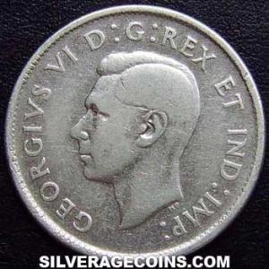 1946 George VI Canadian Silver 25 Cents (Obverse)