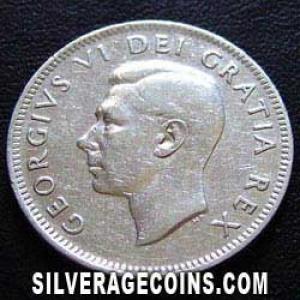 1950 George VI Canadian Silver 25 Cents (Obverse)