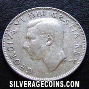 1952 George VI Canadian Silver 25 Cents (Obverse)