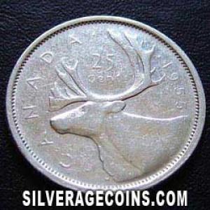 1955 Elizabeth II Canadian Silver 25 Cents (Reverse)