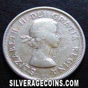 25 Céntimos de Plata Canadienses de Isabel II 1957 (Anverso)