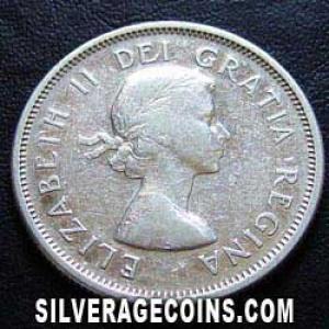 1960 Elizabeth II Canadian Silver 25 Cents (Obverse)