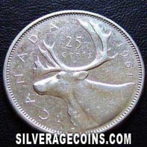 1961 Elizabeth II Canadian Silver 25 Cents (Reverse)