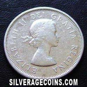 25 Céntimos de Plata Canadienses de Isabel II 1962 (Anverso)