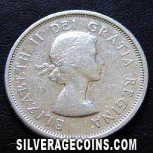 25 Céntimos de Plata Canadienses de Isabel II 1963 (Anverso)