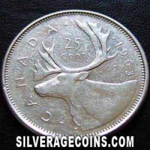 25 Céntimos de Plata Canadienses de Isabel II 1963 (Reverso)