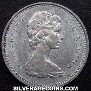 1966 Elizabeth II Canadian Silver 25 Cents (Obverse)