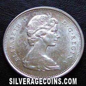 1968 Elizabeth II Canadian Silver 25 Cents (Obverse)