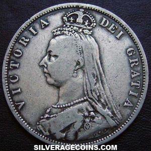 Media Corona "Jubilee Head" de Plata Británica de Victoria 1887 (Anverso)