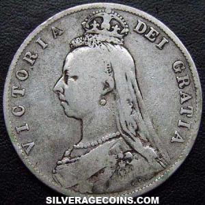 1888 Victoria British Silver "Jubilee Head" Half Crown (Obverse)