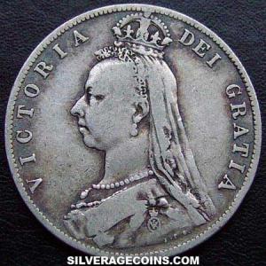 Media Corona "Jubilee Head" de Plata Británica de Victoria 1889 (Anverso)