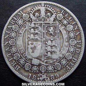 Media Corona "Jubilee Head" de Plata Británica de Victoria 1889 (Reverso)