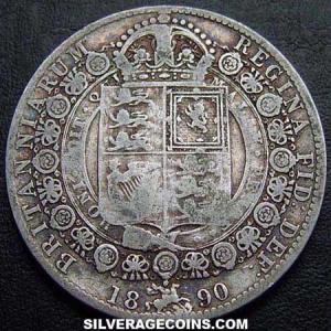 1890 Victoria British Silver "Jubilee Head" Half Crown (Reverse)
