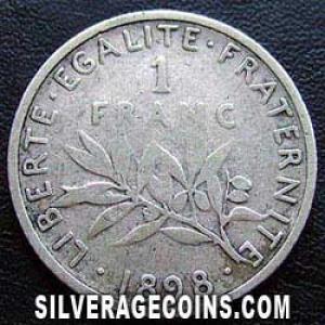 1898 French Silver Franc (Reverse)