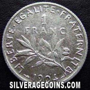 1904 French Silver Franc (Reverse)