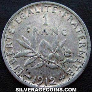 Franco de Plata Francés 1912 (Reverso)