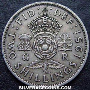 1951 George VI British 2 Shillings (Florin) (Reverse)