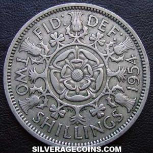 1954 Elizabeth II British 2 Shillings (Florin) (Reverse)