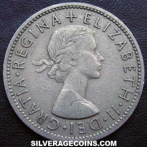 2 Chelines (Florín) Británicos de Isabel II 1955 (Anverso)