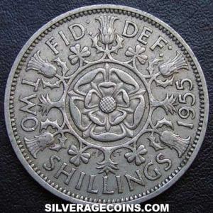 2 Chelines (Florín) Británicos de Isabel II 1955 (Reverso)