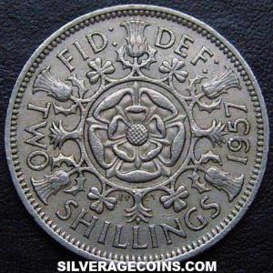 1957 Elizabeth II British 2 Shillings (Florin) (Reverse)