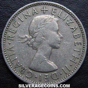 1959 Elizabeth II British 2 Shillings (Florin) (Obverse)