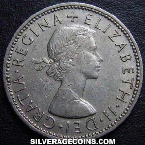1962 Elizabeth II British 2 Shillings (Florin) (Obverse)