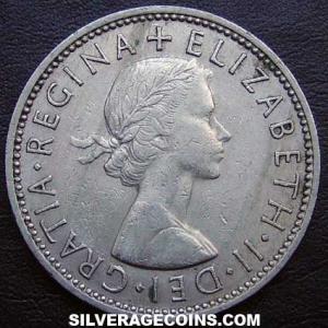 1964 Elizabeth II British 2 Shillings (Florin) (Obverse)