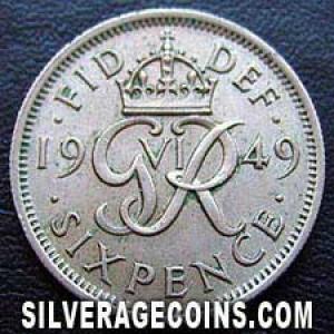 1949 George VI British Sixpence (Reverse)