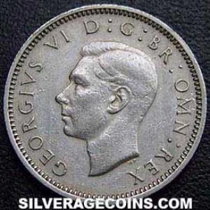 1952 George VI British Sixpence (Obverse)
