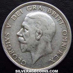 1929 George V British Silver 2 Shillings (Florin) (Obverse)