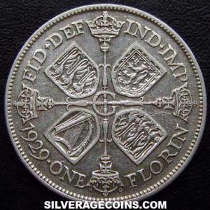 1929 George V British Silver 2 Shillings (Florin) (Reverse)