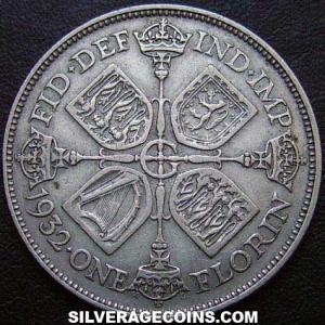 2 Chelines (Florin) de Plata Británicos de Jorge V 1932 (Reverso)