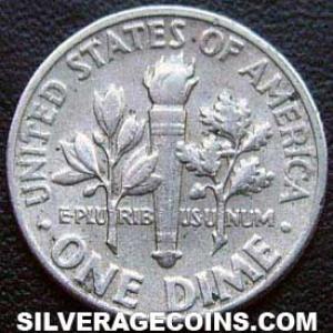 1949 United States "Roosevelt Dime" Silver 10 Cents (Reverse)