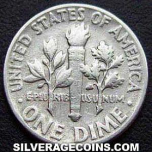 1954 United States "Roosevelt Dime" Silver 10 Cents (Reverse)