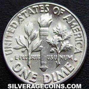 1956 United States "Roosevelt Dime" Silver 10 Cents (Reverse)