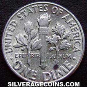 1957 United States "Roosevelt Dime" Silver 10 Cents (Reverse)