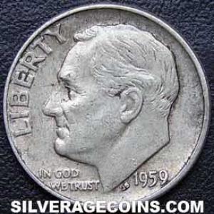 10 Centavos de Plata "Roosevelt Dime" Estadounidenses 1959 (Anverso)
