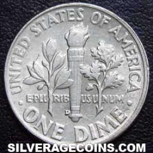 1952 D United States "Roosevelt Dime" Silver 10 Cents (Reverse)