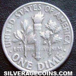 1957 D United States "Roosevelt Dime" Silver 10 Cents (Reverse)