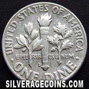1960 D United States "Roosevelt Dime" Silver 10 Cents (Reverse)