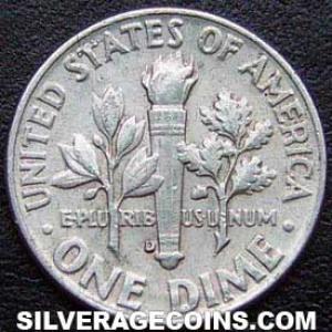 1962 D United States "Roosevelt Dime" Silver 10 Cents (Reverse)