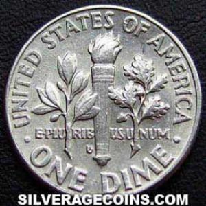 1963 D United States "Roosevelt Dime" Silver 10 Cents (Reverse)