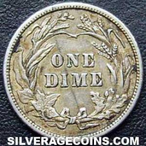 1910 United States "Barber Dime" Silver 10 Cents (Reverse)