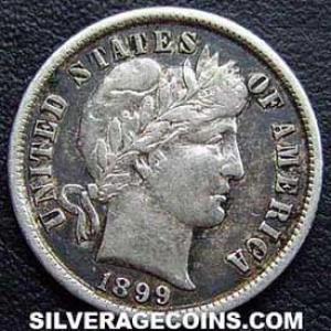 1899 United States "Barber Dime" Silver 10 Cents (Obverse)