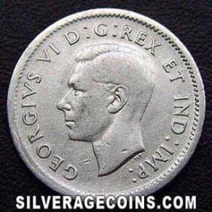 10 Céntimos "Dime" de Plata Canadienses de Jorge VI 1938 (Anverso)