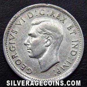 1939 George VI Canadian Silver "Dime" 10 cents (Obverse)